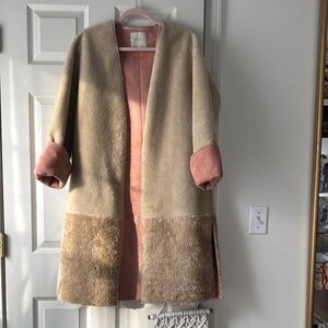 Elegant Beige and Pink Women's Coat
